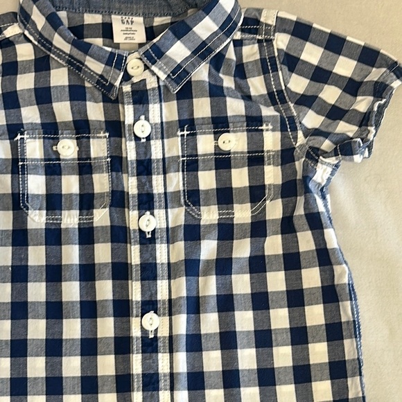 GAP Blue and White Gingham Jumpsuit Romper - Picture 3 of 5